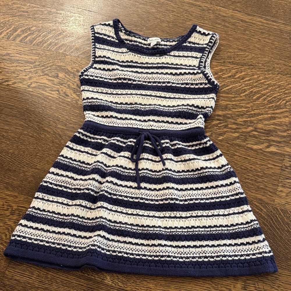 SPLENDID Navy and White Striped knit Kids Dress